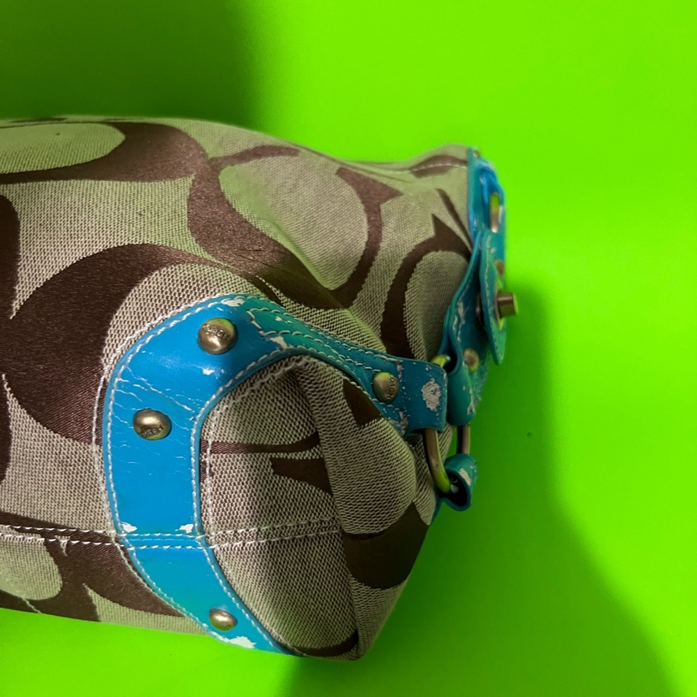 Brown and Blue Patterned Handbag - image 9